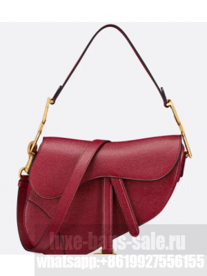 Dior Saddle Bag with Strap Saddle Grained Calfskin M0455CBAA Cherry Red