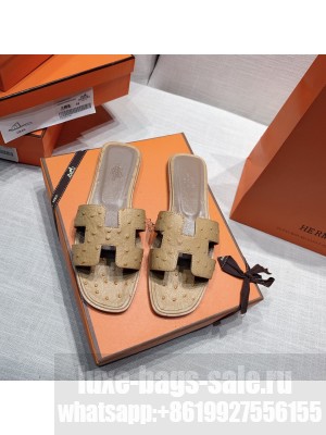 Hermes Oran Flat slippers with Ostrich Leather 088 2021 Collection