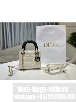 Mini Lady Dior Bag Two-Tone Latte and black Cannage Lambskin M0505ONI