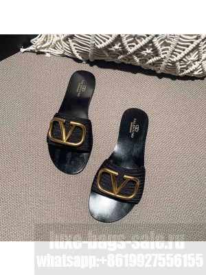 VALENTINO VLOGO SIGNATURE SLIDE SANDALS 2021 03 Black