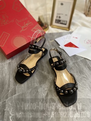 Christian Louboutin Round Studde Black Flat 2021 Collection