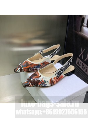 DIOR J'ADIOR FLATS White Multicolor Dior Jardin d'Hiver Embroidered Cotton 2022 Collection