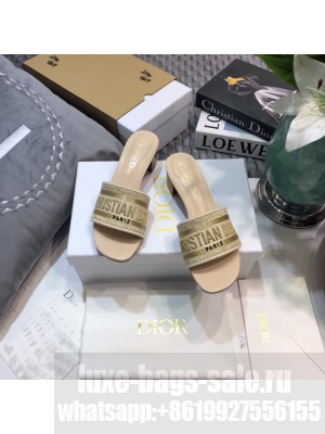 Dior Dway Heeled Slide Sandals 4cm in Cotton Embroidered 2023 Collection 05