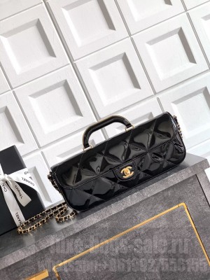 Chanel 25K Original Patent Leather Top Handle Bag A6321 Black