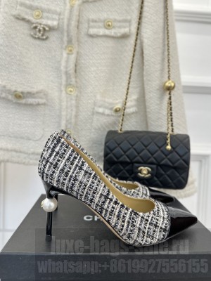 Chanel Pearl Heel 8.5cm Pumps 08