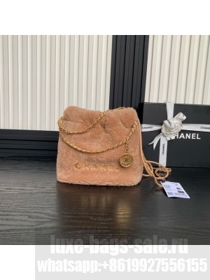 CHANEL 22 MINI HANDBAG wool AS3980 Brown