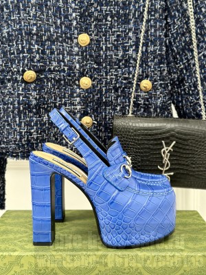 Gucci 5cm Platform 13.5cm Heel Slingback Pumps with Horsebit 04