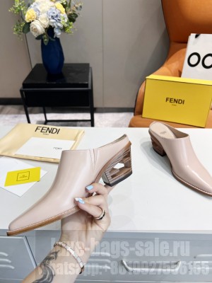 Fendi Fendi Shiny Leather Pumps Mule Pink 2022 Collection