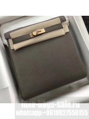 Hermes Kelly 22 Ado Backpack Bag In Original Togo Leather Gray