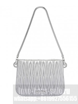 Miumiu Matelasse Nappa Leather Handbag 5BA200 Silver