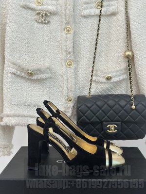Chanel Suede & Metallic Calfskin Slingback Pumps 2024 07