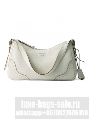 Prada Aimee Large Leather Shoulder Bag 1BC280 Cream
