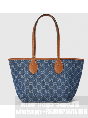 GUCCI TOTISSIMA SMALL REVERSIBLE TOTE 820496 Blue GG denim