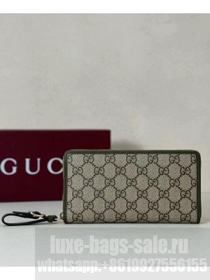 Gucci Canvas Full-Zip Wallet Dark Green