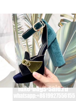 Hermes Multicolor Velvet High Heel Sandal With 12cm Heel 2020 Collection