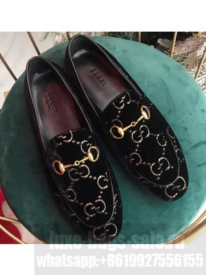Gucci Women's Horsebit Loafer GG Velvet Black