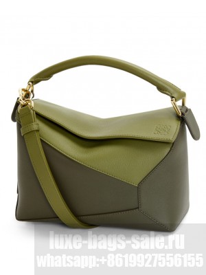 Loewe Small Puzzle Bag In Classic Calfskin Green