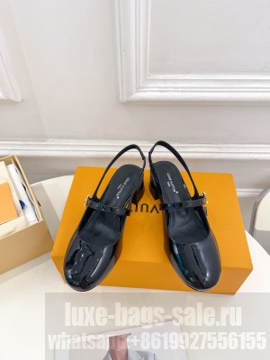 Louis Vuitton Romy Slingback Patent Leather Black Pump 
