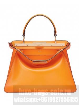 Fendi Peekaboo ISeeU Medium Leather Bag 8BN321 Orange