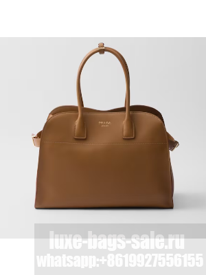 Prada Large leather tote bag with buckles 1BG508 Caramel