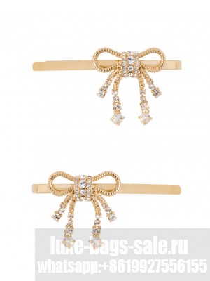 Miu Miu Crystal Hair Clips Golden