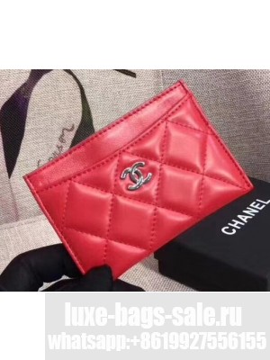 Chanel Lambskin Classic Card Holder A31510 Red