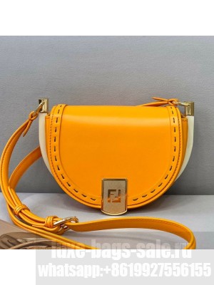 Fendi Moonlight Leather Round Shoulder Bag Orange  2021 Collection