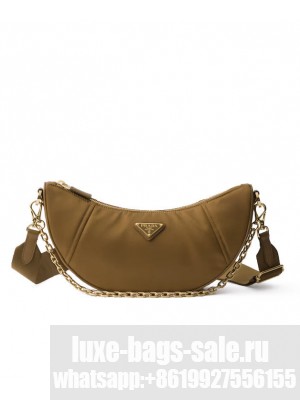 Prada Demi-lune Re-Nylon Shoulder Bag 1BH222 Coffee