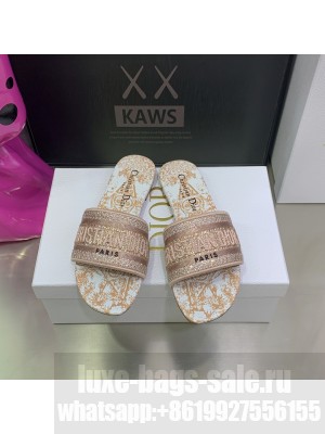 Dior Dway Slide With Crystal Embroidered Pink Cotton 2023 Collection 03