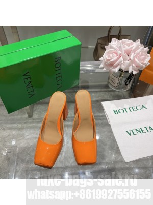 Bottega Veneta 11cm Patent Leather High Heel Mules 2022 Collection Orange