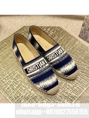 Dior Granville Espadrilles in Dark Blue D-Stripes Embroidered Cotton Spring/Summer 2021 Collection