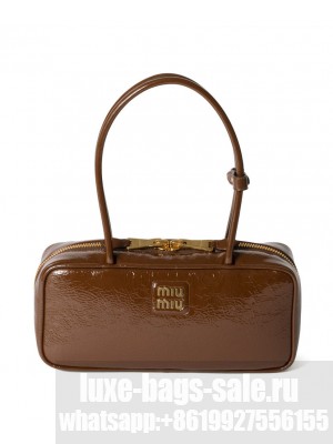 Miumiu Beau Naplak Patent Leather Bag Coffee