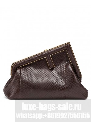 Fendi First Small Python Leather Bag 8BP129 Dark Coffee