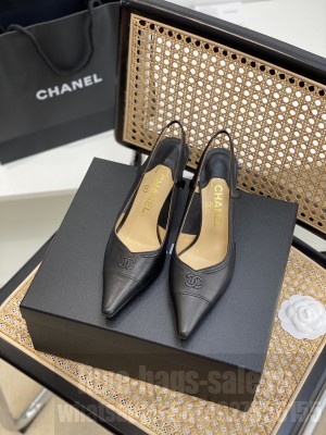 Chanel Pointed Toe High-Heel 8cm Calfskin Slingback Pumps Black 2022 Collection