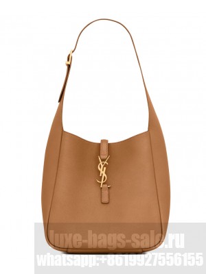 Saint Laurent Le 5 A 7 Supple Small In Grained Leather Coffee