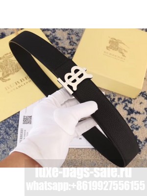 Burberry Width 3.8cm Reversible Monogram Motif Leather Belt Black 2019