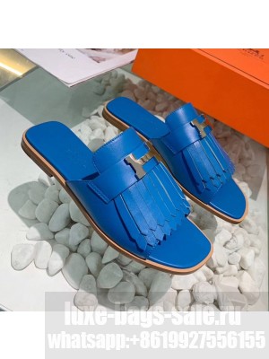 Hermes Calfskin Auteuil Sandal Blue 2020 Collection
