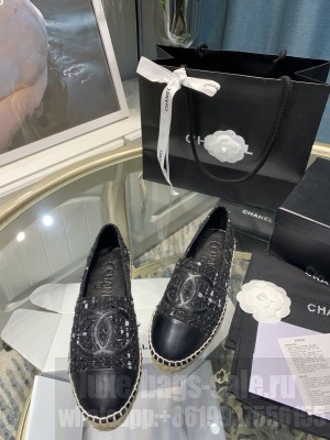 Chanel Tweed Espadrilles Black 2021 Collection