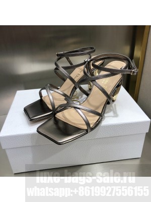 Christian Dior Lambskin Rhodes 7.5cm Heel Gun Color Sandals 2022 Collection