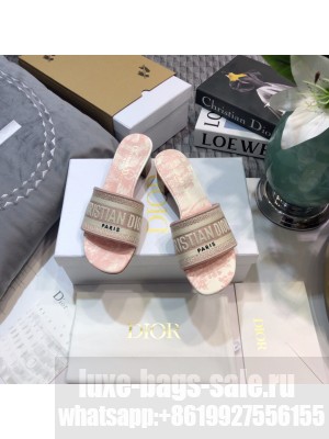 Dior Dway Heeled Slide Sandals 4cm in Cotton Embroidered 2023 Collection 04