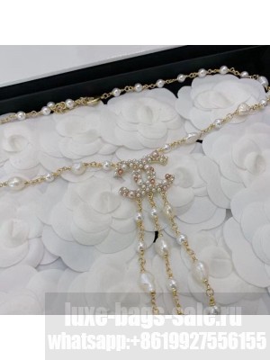 Chanel Pearl Y Tassel Necklace AB5356 White/Pink Spring/Summer 2021 Collection