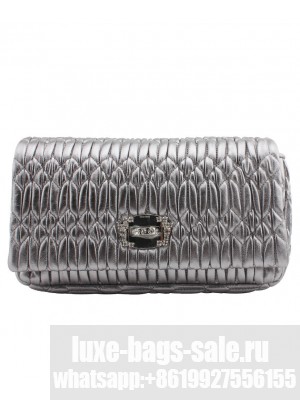 Miumiu Crystal Leather Bag 5BD417 Silver Gray