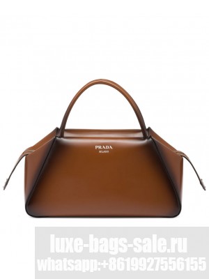 Prada Medium Brushed Leather Prada Supernova Handbag 1BA365 Coffee
