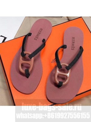 Hermes Kala Nera Chaine D'ancre Flip Flops Thongs Sandals Dusty Pink
