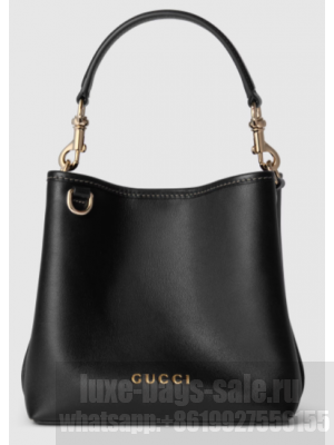 GUCCI GG EMBLEM SMALL BUCKET BAG 815118 black