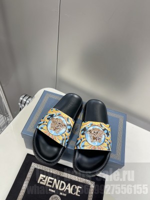 Versace x Fendi Unisex Fendace Flat Slide Sandals 2022 Collection 017