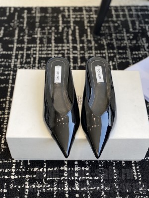 TOTEME Sharp patent wedge mules black