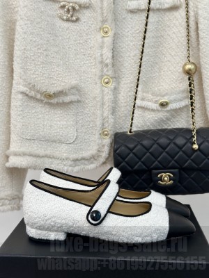 Chanel Tweed Mary Janes Ballet Flat Pointed Toe 2024 01
