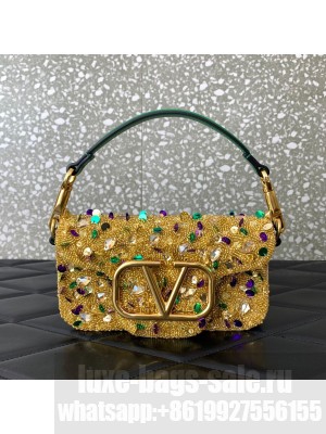 VALENTINO V-logo MINI LOCO sequin and leather bag WA0K53-10