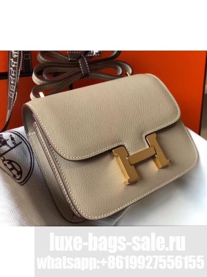 Hermes Constance Mini/MM Bag in Epsom Leather Light Gray with Gold Hardware